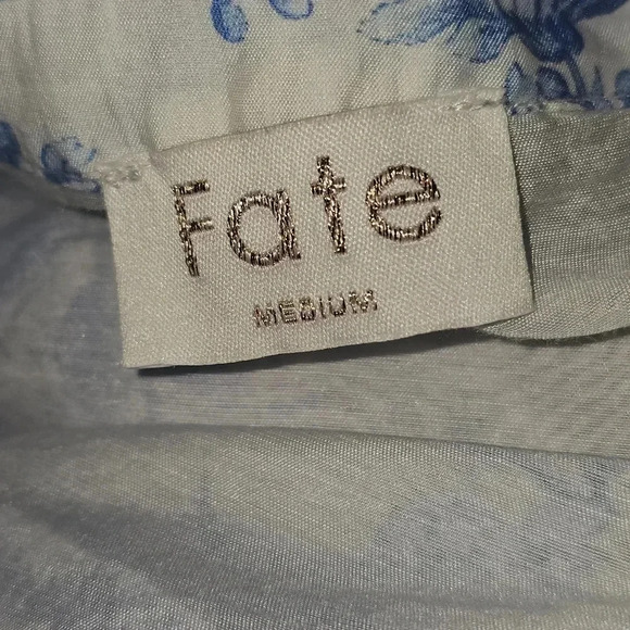 Fate Elegance In Bloom Blue Floral Bohochic Ruffle Neck Long Sleeve Blouse SZ M - Picture 8 of 13